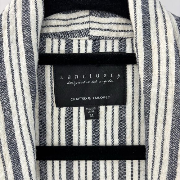 Sanctuary Women's Striped Linen Blazer Jacket Blue and White Size M - Picture 3 of 3
